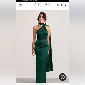 Emerald Evening Dress With Attached Scarf